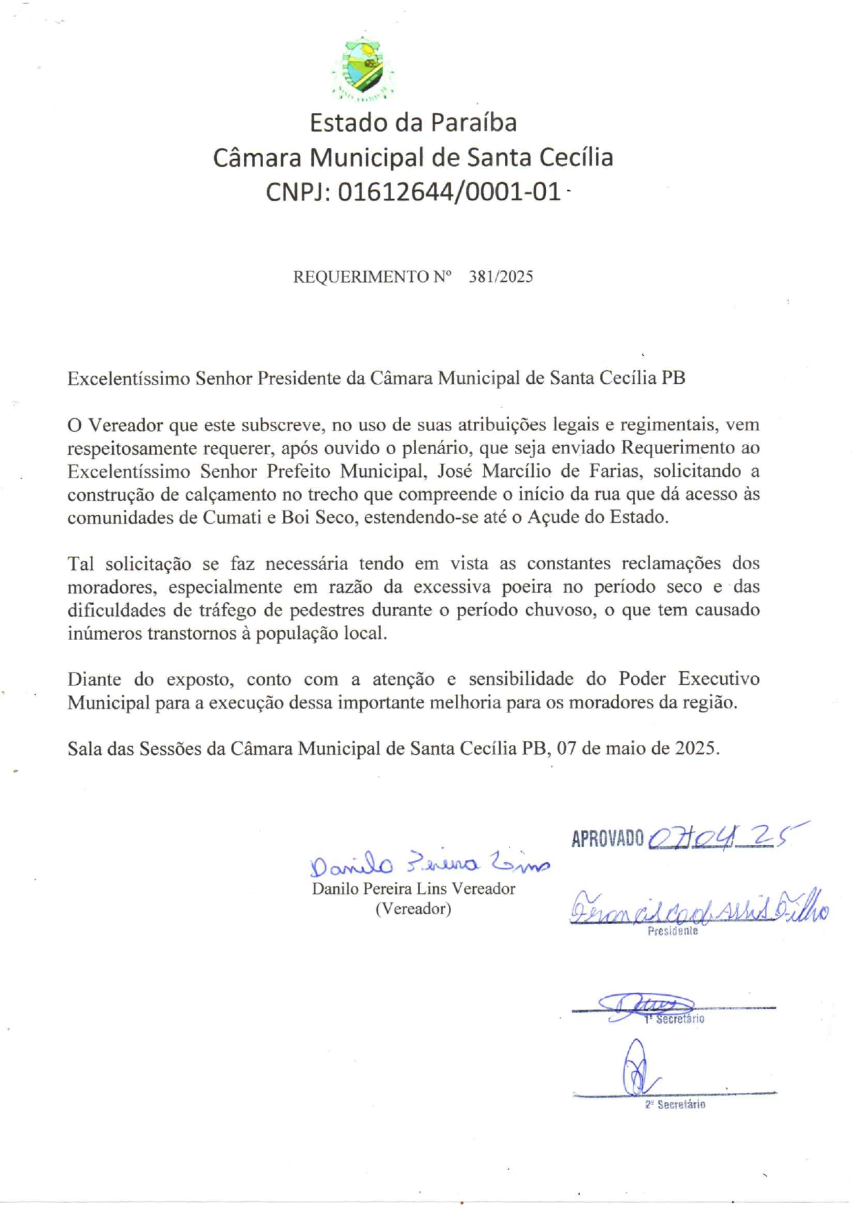 Requerimento nº 381/2025