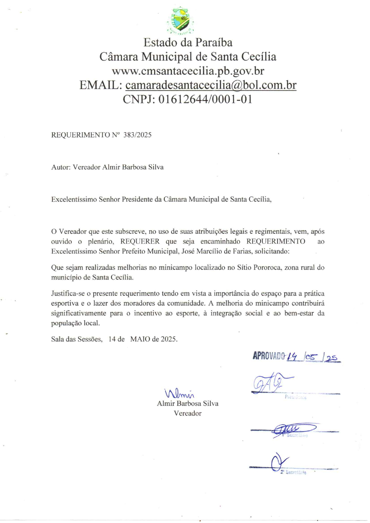 Requerimento nº 383/2025