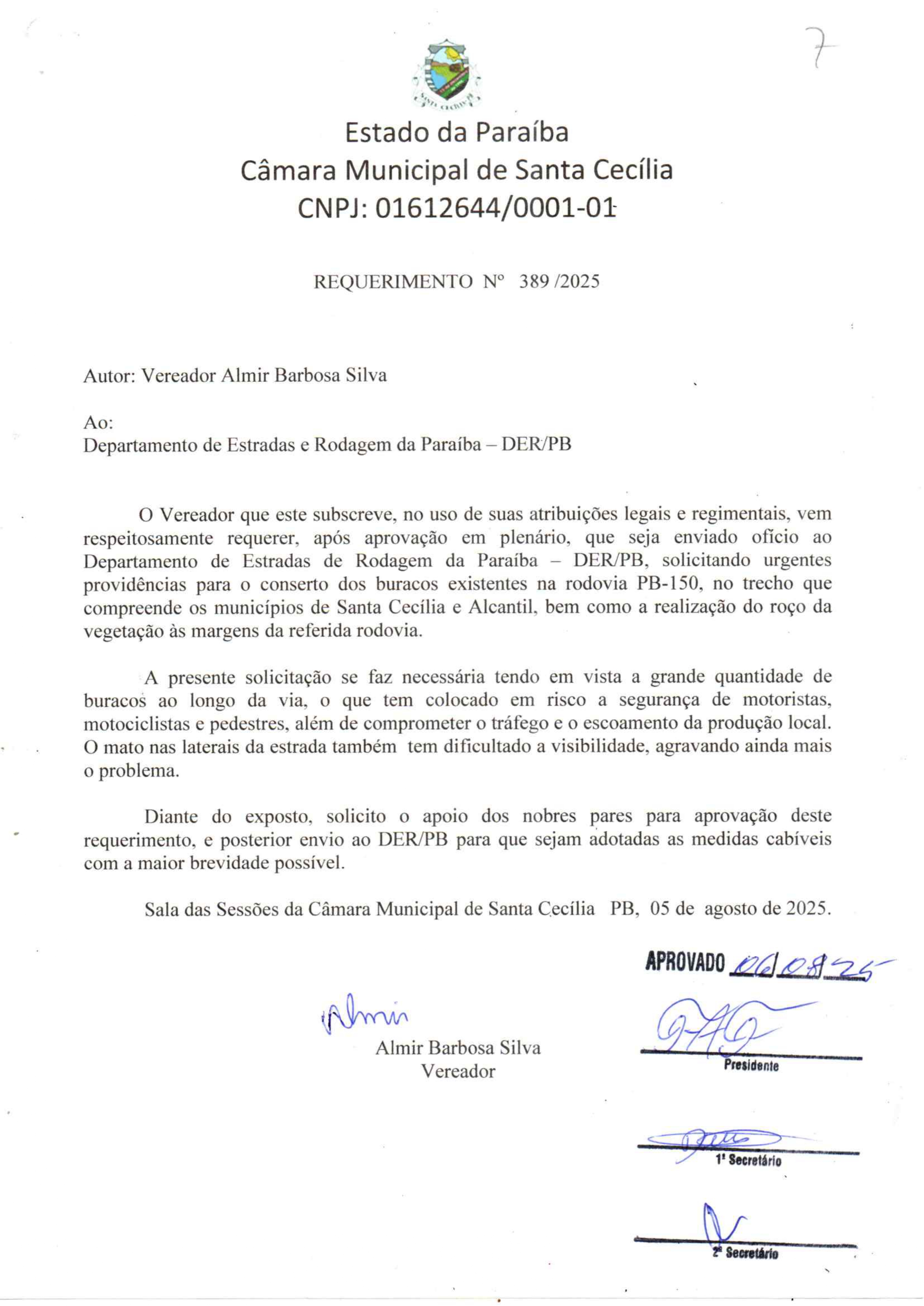 Requerimento nº 389/2025