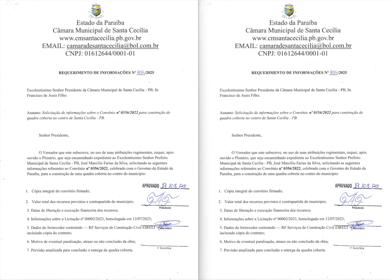 Requerimento nº 394/2025
