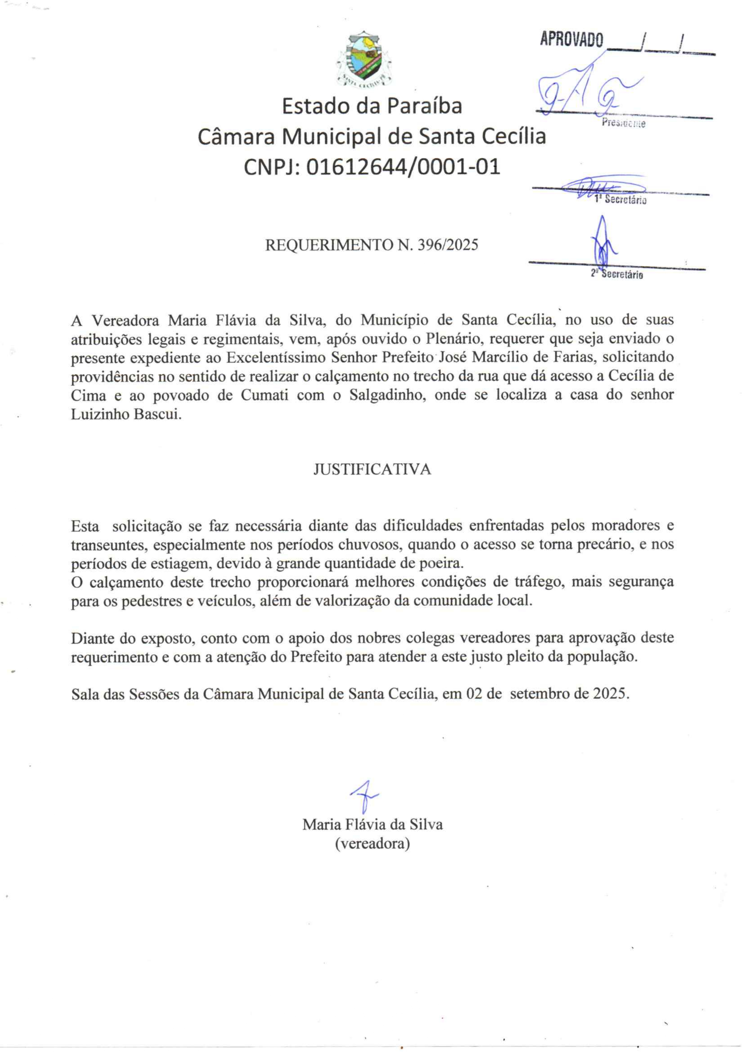Requerimento nº 396/2025