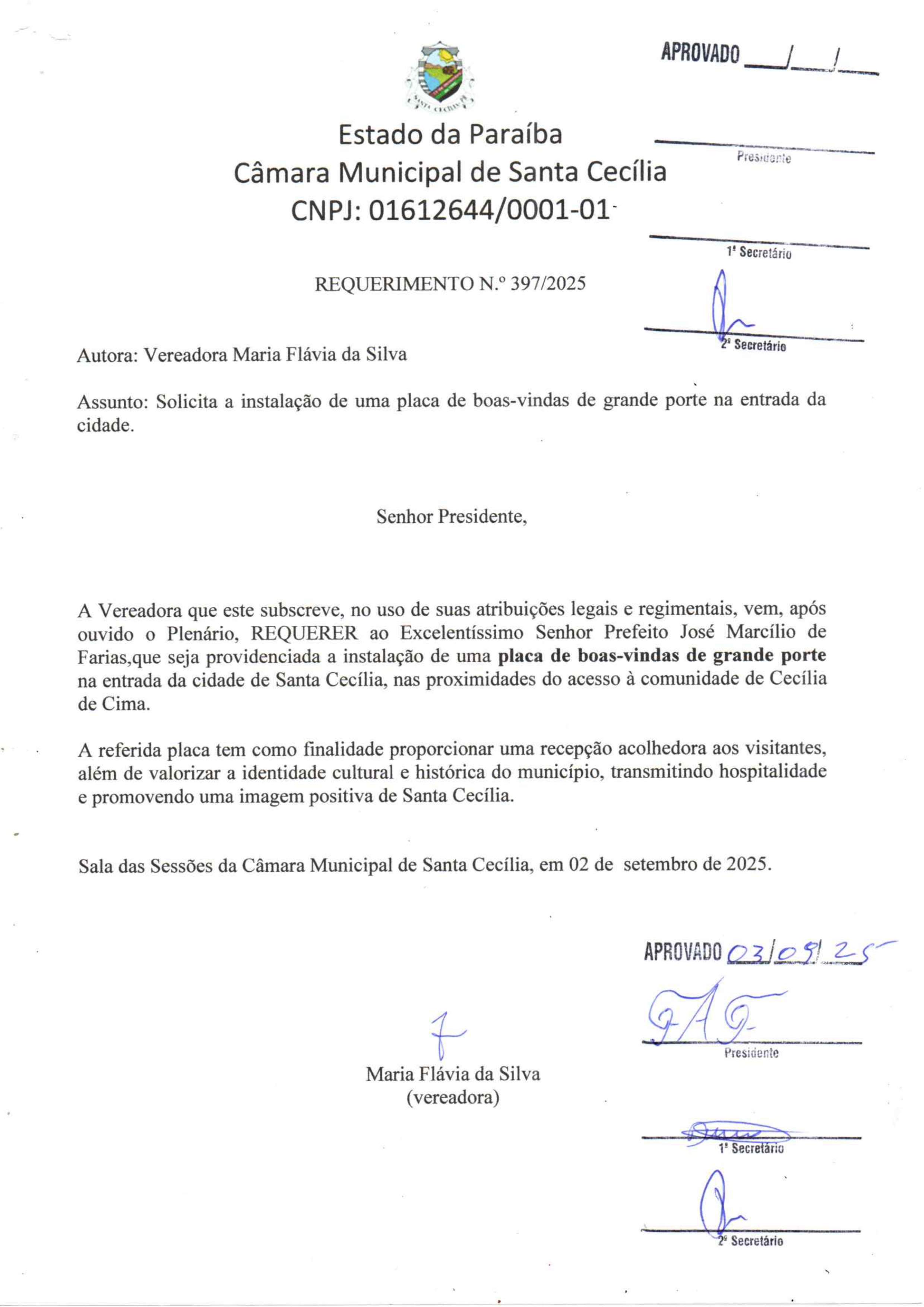 Requerimento nº 397/2025
