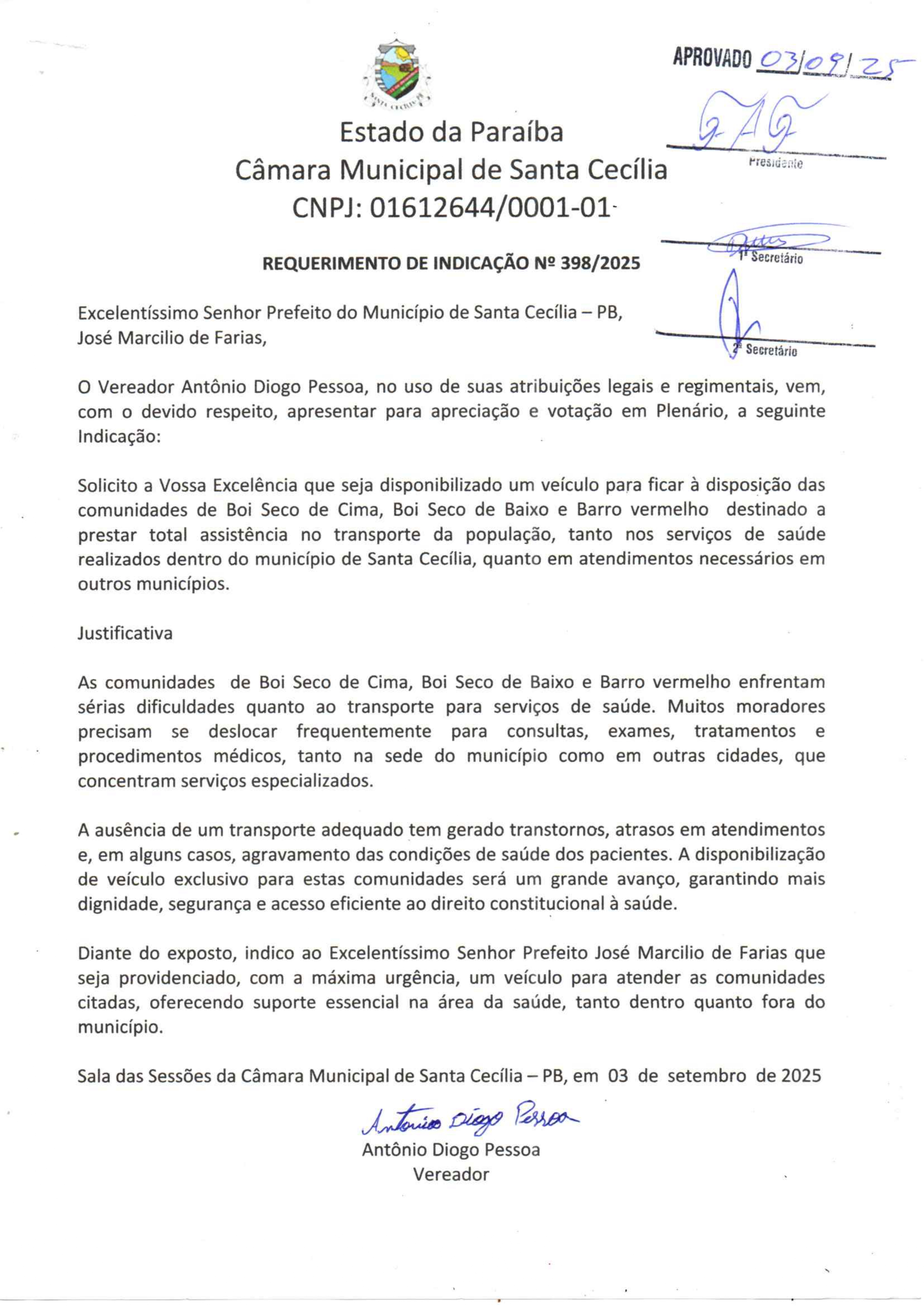 Requerimento nº 398/2025