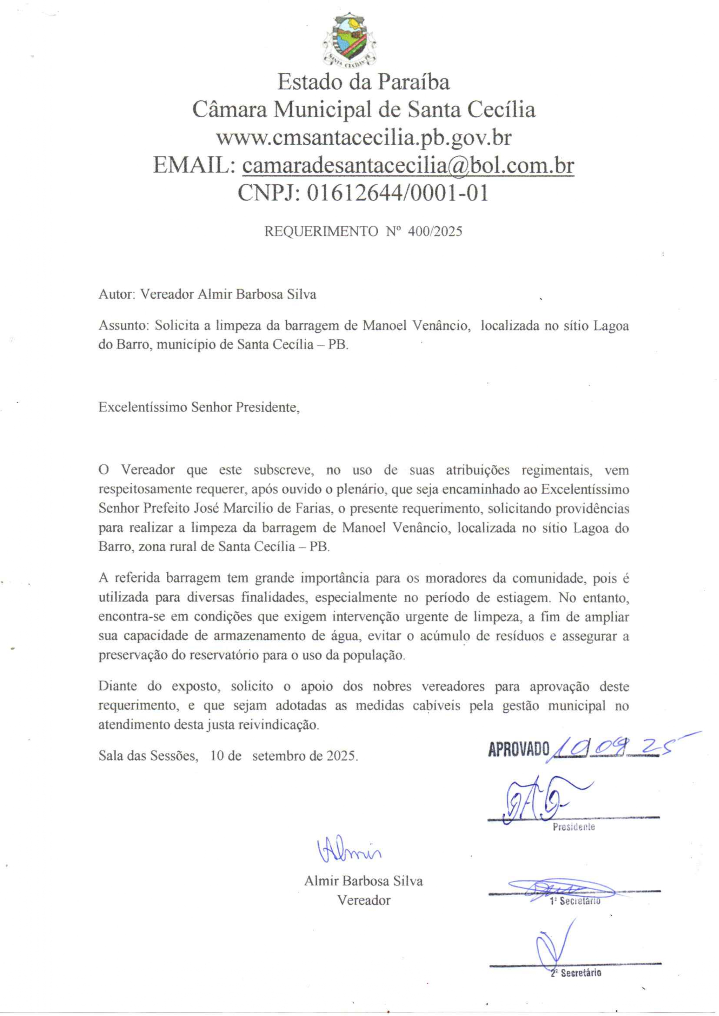 Requerimento nº 400/2025