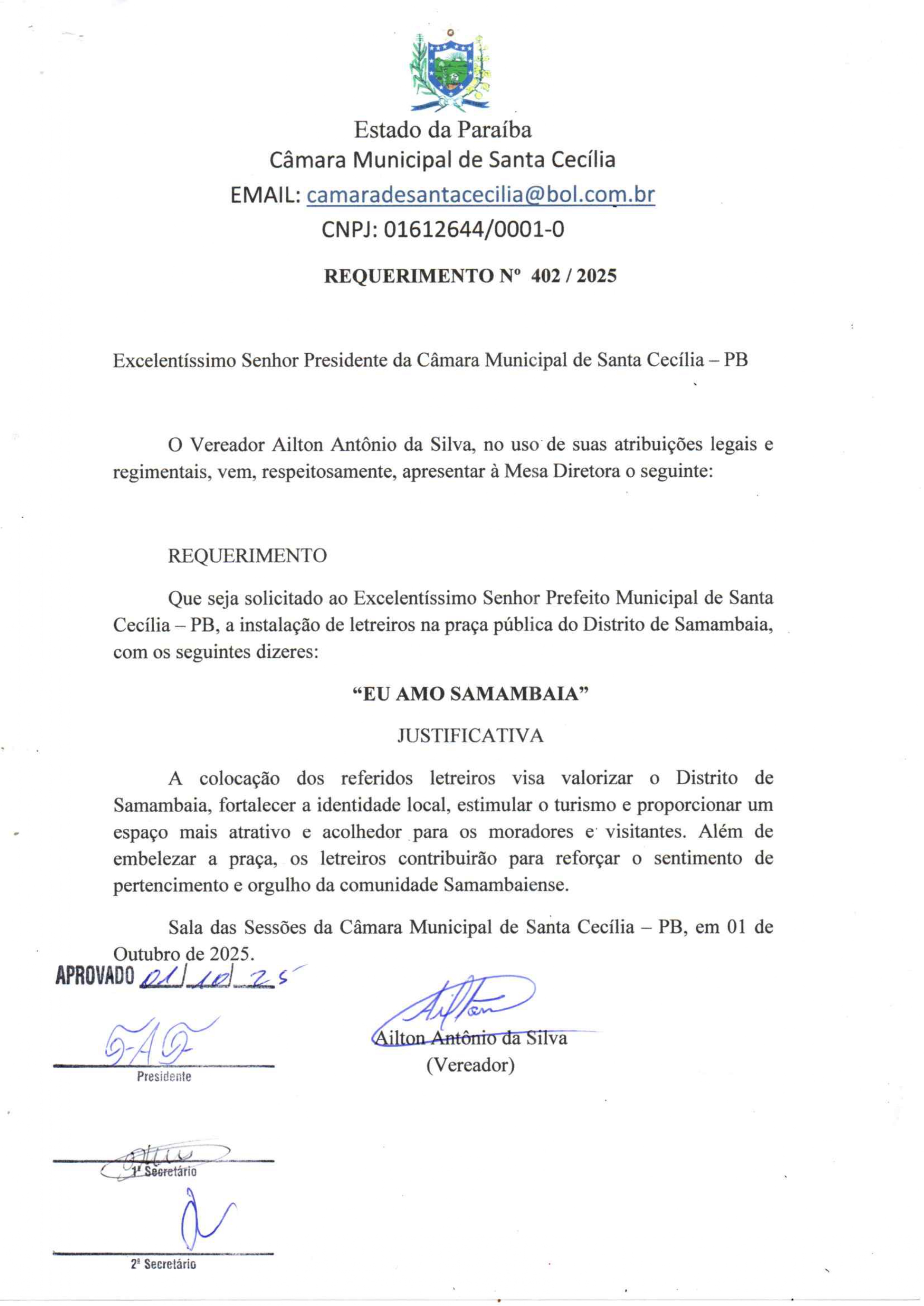 Requerimento nº 402/2025